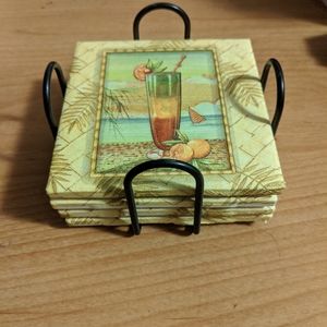 Ceramic coasters with holder